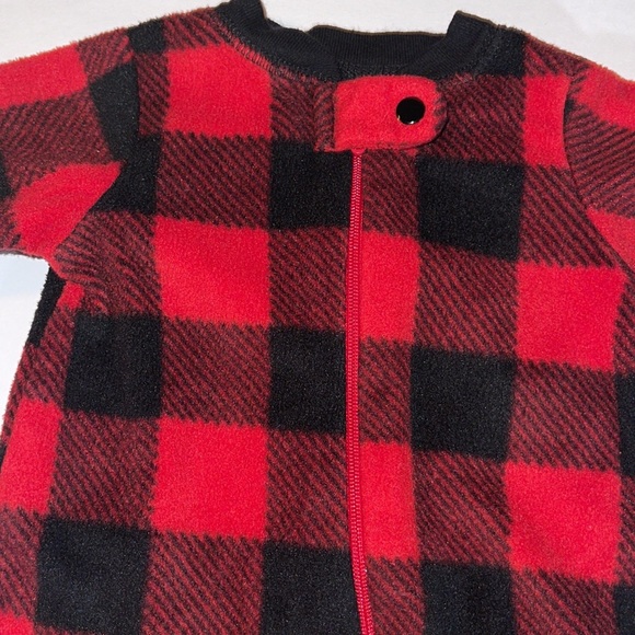 Garanimals newborn one piece Footie red and black check fleece full zip 🦬 check - Picture 2 of 4